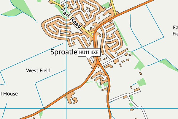 HU11 4XE map - OS VectorMap District (Ordnance Survey)