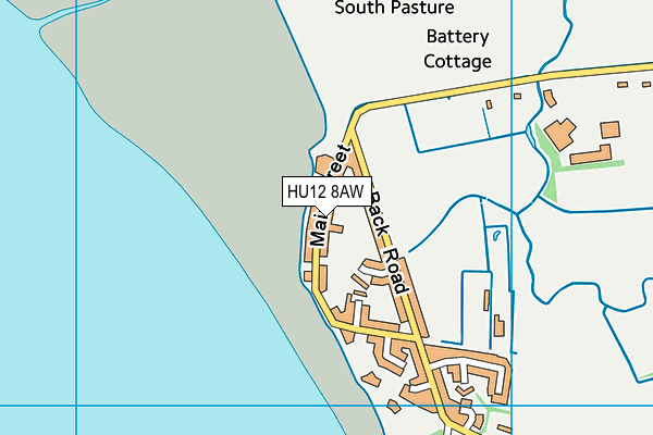 HU12 8AW map - OS VectorMap District (Ordnance Survey)