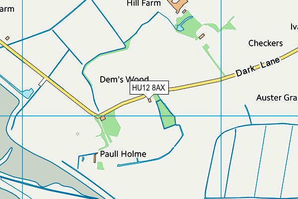 HU12 8AX map - OS VectorMap District (Ordnance Survey)