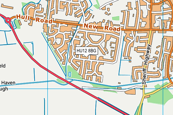 HU12 8BG map - OS VectorMap District (Ordnance Survey)