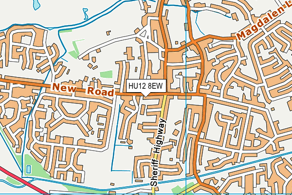 HU12 8EW map - OS VectorMap District (Ordnance Survey)