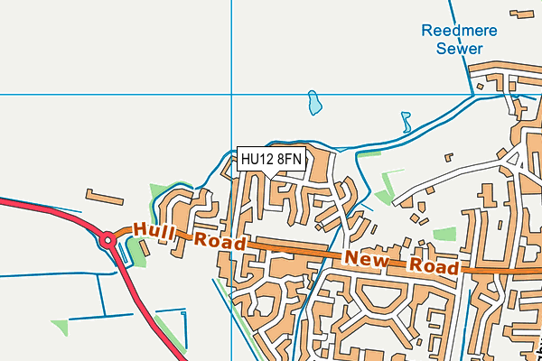 HU12 8FN map - OS VectorMap District (Ordnance Survey)