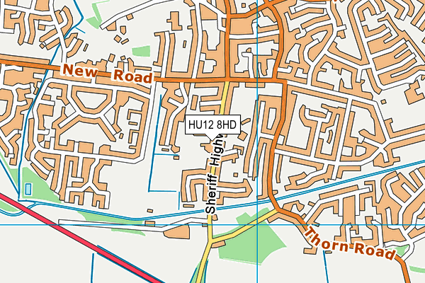 HU12 8HD map - OS VectorMap District (Ordnance Survey)