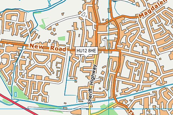 HU12 8HE map - OS VectorMap District (Ordnance Survey)