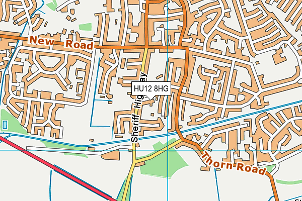 HU12 8HG map - OS VectorMap District (Ordnance Survey)