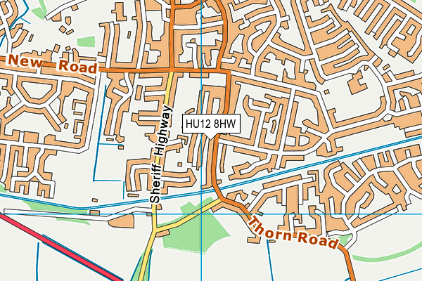 HU12 8HW map - OS VectorMap District (Ordnance Survey)