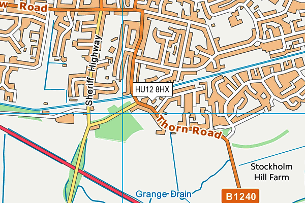 HU12 8HX map - OS VectorMap District (Ordnance Survey)