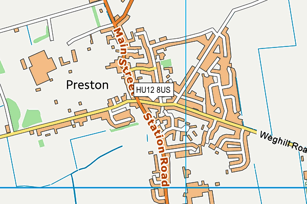 HU12 8US map - OS VectorMap District (Ordnance Survey)