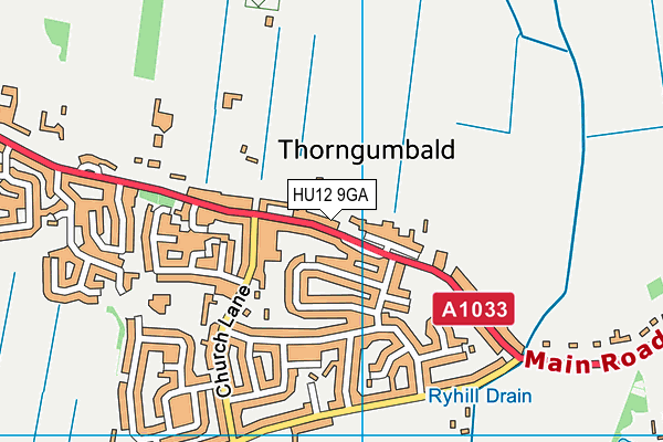 HU12 9GA map - OS VectorMap District (Ordnance Survey) HU12 9GA map - OS VectorMap District (Ordnance Survey)