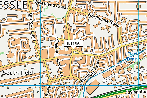 HU13 0AF map - OS VectorMap District (Ordnance Survey)