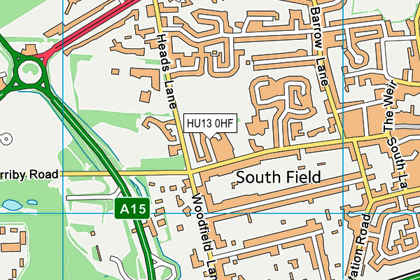 HU13 0HF map - OS VectorMap District (Ordnance Survey)