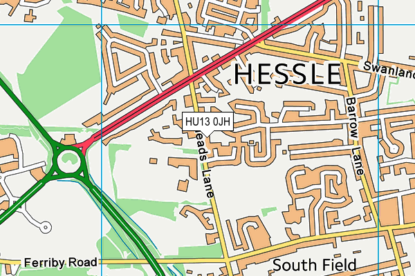 HU13 0JH map - OS VectorMap District (Ordnance Survey)