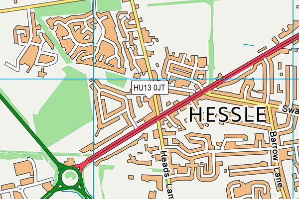 HU13 0JT map - OS VectorMap District (Ordnance Survey)