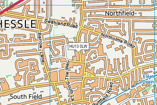 HU13 0LW map - OS VectorMap District (Ordnance Survey) HU13 0LW map - OS VectorMap District (Ordnance Survey)
