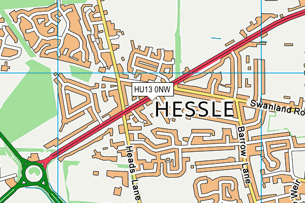 HU13 0NW map - OS VectorMap District (Ordnance Survey)