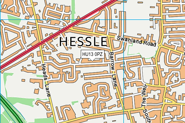 HU13 0PZ map - OS VectorMap District (Ordnance Survey)