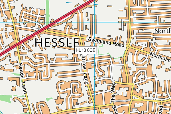 HU13 0QE map - OS VectorMap District (Ordnance Survey)
