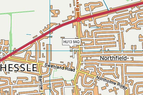 HU13 9AQ map - OS VectorMap District (Ordnance Survey)