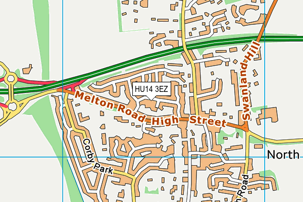 HU14 3EZ map - OS VectorMap District (Ordnance Survey) HU14 3EZ map - OS VectorMap District (Ordnance Survey)