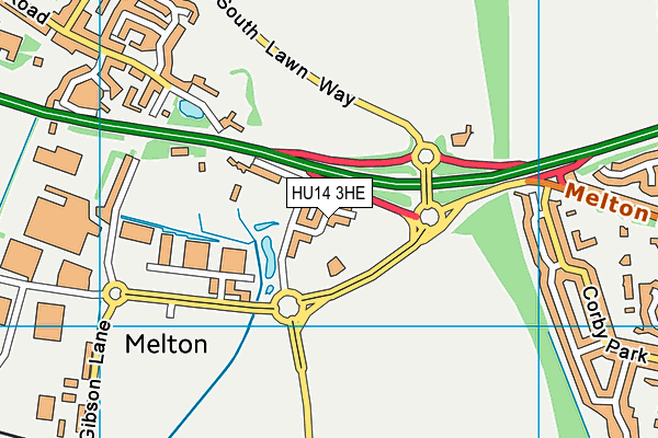 HU14 3HE map - OS VectorMap District (Ordnance Survey)