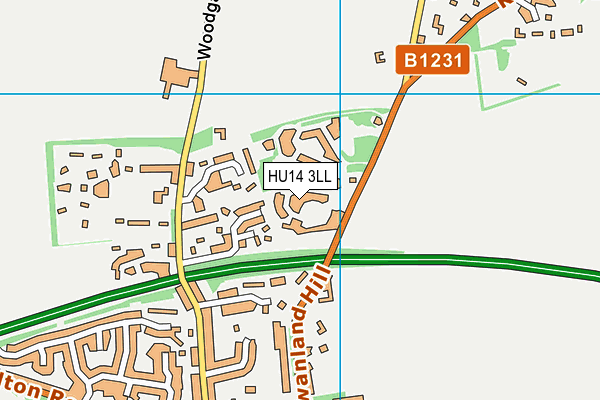 HU14 3LL map - OS VectorMap District (Ordnance Survey) HU14 3LL map - OS VectorMap District (Ordnance Survey)
