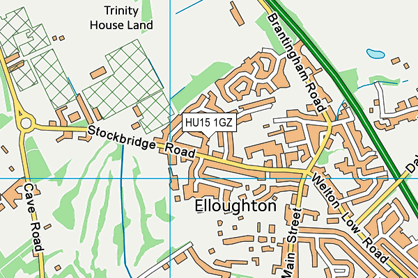 HU15 1GZ map - OS VectorMap District (Ordnance Survey)