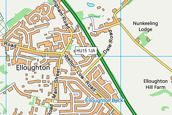 HU15 1JA map - OS VectorMap District (Ordnance Survey)