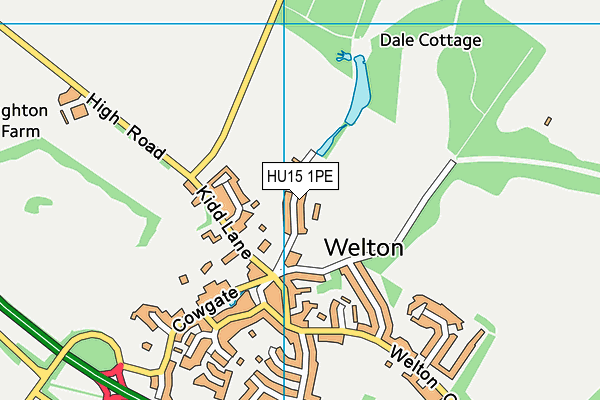 HU15 1PE map - OS VectorMap District (Ordnance Survey)