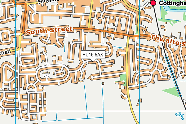 HU16 5AX map - OS VectorMap District (Ordnance Survey)