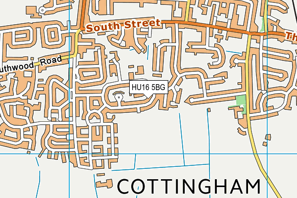 HU16 5BG map - OS VectorMap District (Ordnance Survey)