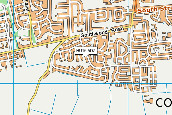 HU16 5DZ map - OS VectorMap District (Ordnance Survey)