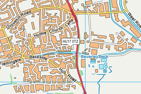 HU17 0TZ map - OS VectorMap District (Ordnance Survey) HU17 0TZ map - OS VectorMap District (Ordnance Survey)