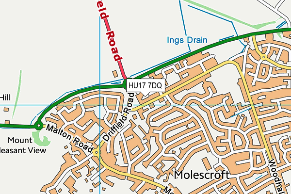 HU17 7DQ map - OS VectorMap District (Ordnance Survey)