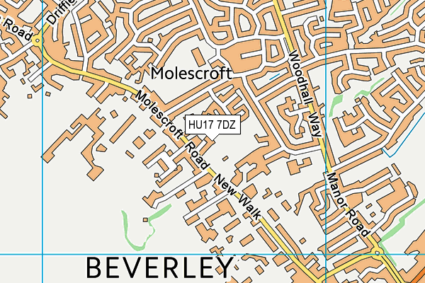 HU17 7DZ map - OS VectorMap District (Ordnance Survey)