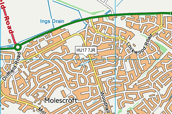 HU17 7JR map - OS VectorMap District (Ordnance Survey)
