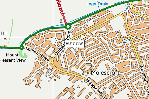 HU17 7LW map - OS VectorMap District (Ordnance Survey)