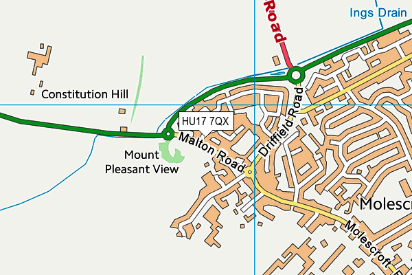 HU17 7QX map - OS VectorMap District (Ordnance Survey)