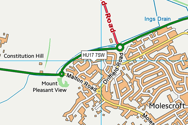HU17 7SW map - OS VectorMap District (Ordnance Survey) HU17 7SW map - OS VectorMap District (Ordnance Survey)