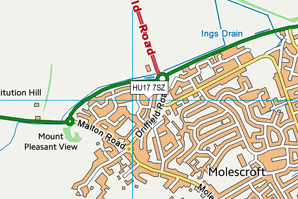 HU17 7SZ map - OS VectorMap District (Ordnance Survey)