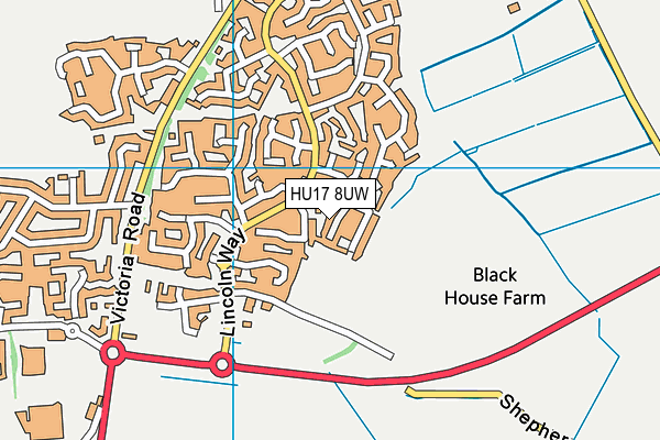 HU17 8UW map - OS VectorMap District (Ordnance Survey) HU17 8UW map - OS VectorMap District (Ordnance Survey)