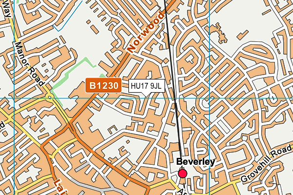 HU17 9JL map - OS VectorMap District (Ordnance Survey) HU17 9JL map - OS VectorMap District (Ordnance Survey)