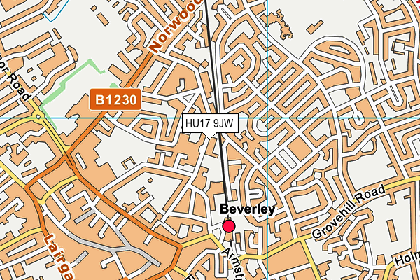 HU17 9JW map - OS VectorMap District (Ordnance Survey) HU17 9JW map - OS VectorMap District (Ordnance Survey)