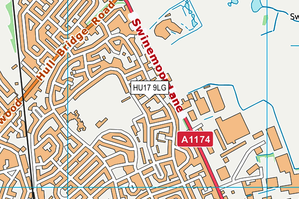 HU17 9LG map - OS VectorMap District (Ordnance Survey) HU17 9LG map - OS VectorMap District (Ordnance Survey)