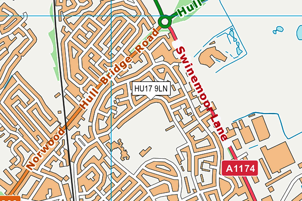 HU17 9LN map - OS VectorMap District (Ordnance Survey) HU17 9LN map - OS VectorMap District (Ordnance Survey)