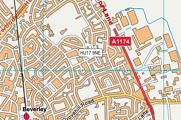 HU17 9NE map - OS VectorMap District (Ordnance Survey) HU17 9NE map - OS VectorMap District (Ordnance Survey)