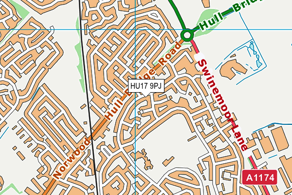 HU17 9PJ map - OS VectorMap District (Ordnance Survey)