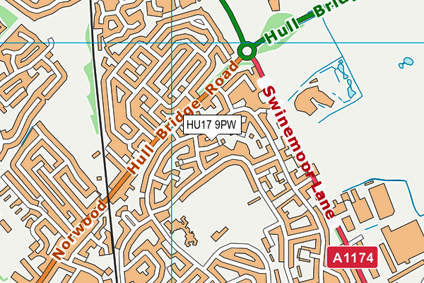 HU17 9PW map - OS VectorMap District (Ordnance Survey) HU17 9PW map - OS VectorMap District (Ordnance Survey)