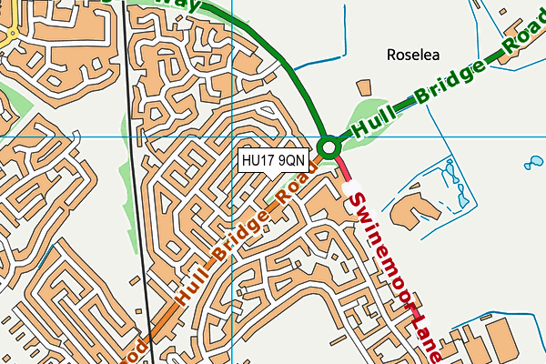 HU17 9QN map - OS VectorMap District (Ordnance Survey) HU17 9QN map - OS VectorMap District (Ordnance Survey)