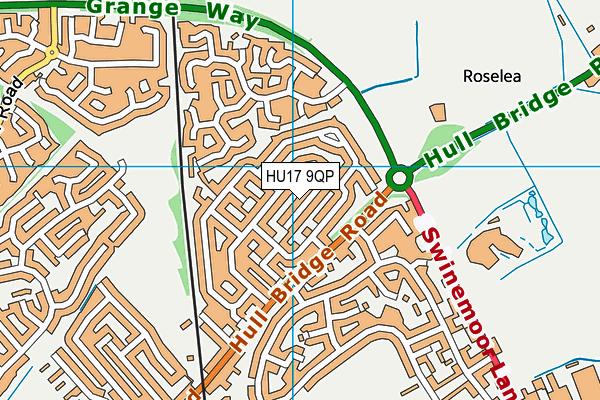 HU17 9QP map - OS VectorMap District (Ordnance Survey) HU17 9QP map - OS VectorMap District (Ordnance Survey)