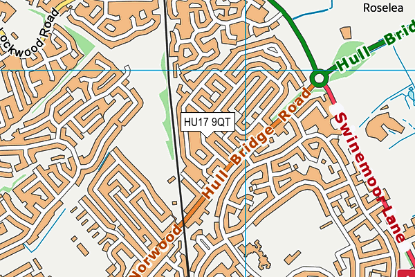 HU17 9QT map - OS VectorMap District (Ordnance Survey) HU17 9QT map - OS VectorMap District (Ordnance Survey)